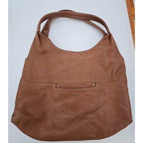 Michael Kors Brown Leather Hobo Bag With Front Buckle Pocket & Dual Handles - Picture 4 of 9